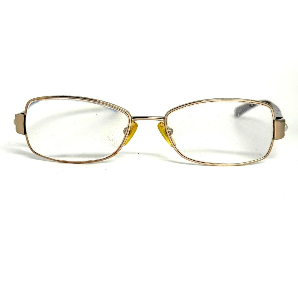 Lavender CL725 Eyeglasses Frames 50-16-135 Gold Tone Rectangle‎ Pearl Detail